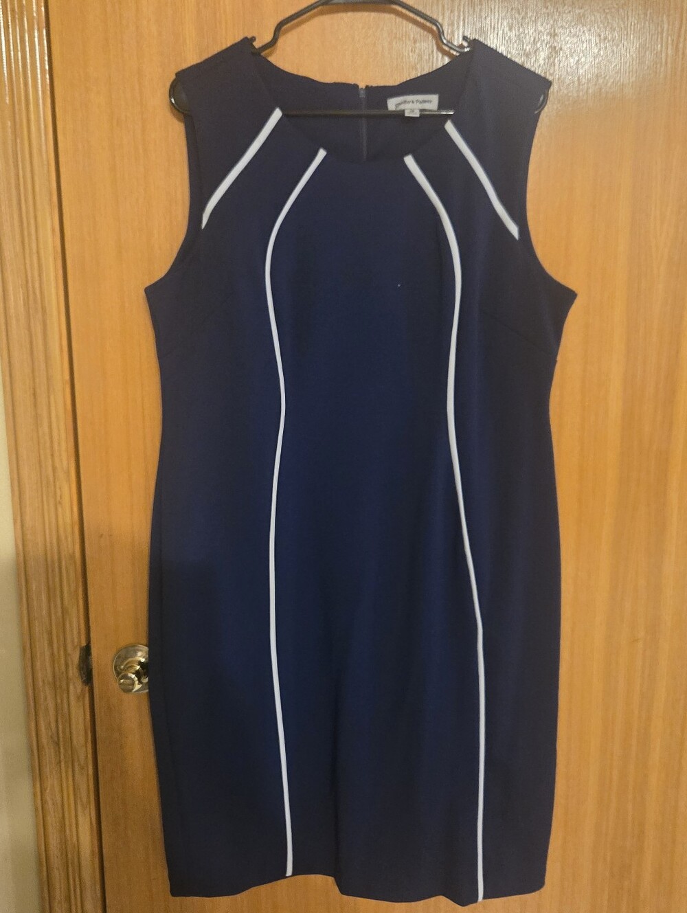 Shelby & Palmer Navy Midi Dress with White Piping